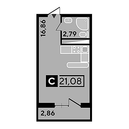 Студия 21.08м²