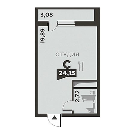 Студия 24.15м²