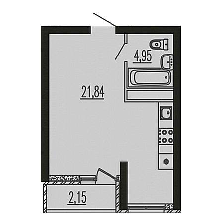 Студия 28.94м²