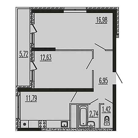 2 комнатная 58.23м²