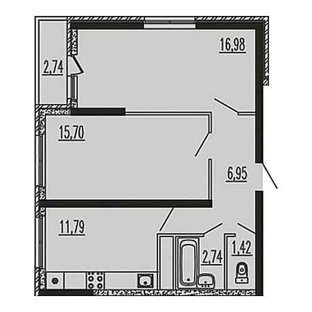 2 комнатная 58.32м²