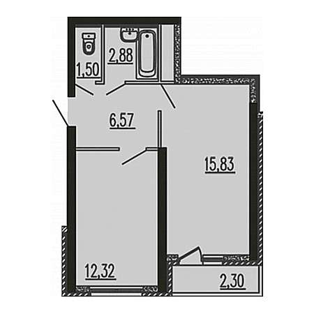 1 комнатная 41.4м²