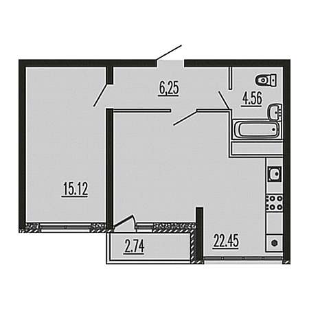 1 комнатная 51.12м²