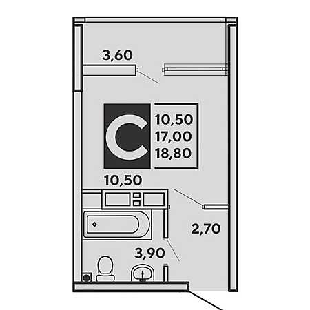 Студия 18.8м²