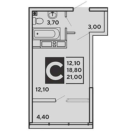 Студия 21м²