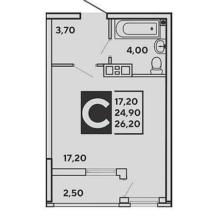 Студия 26.2м²