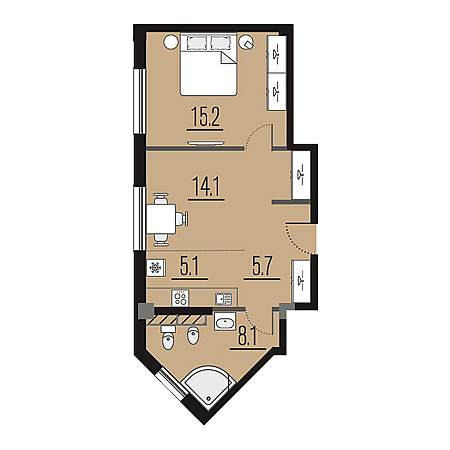 2 комнатная 48.2м²