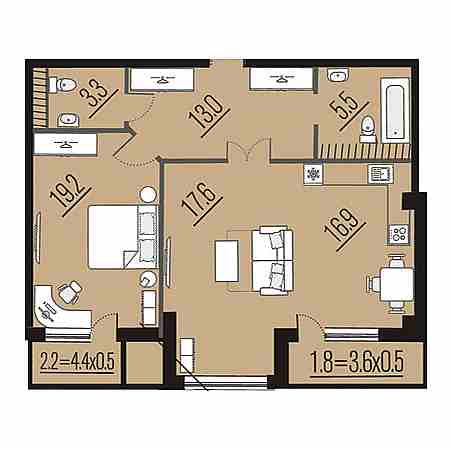 2 комнатная 79.5м²