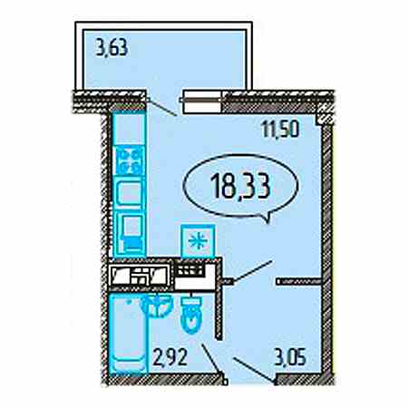 Студия 18.33м²