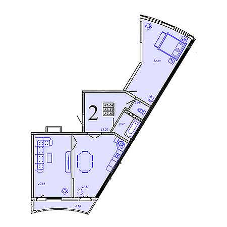 2 комнатная 87.8м²