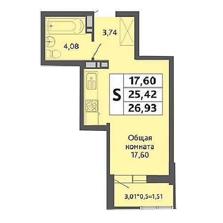 Студия 26.93м²