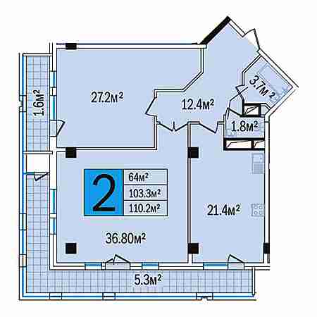 2 комнатная 110.2м²