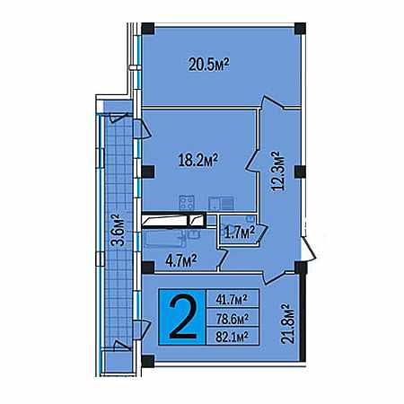 2 комнатная 82.1м²