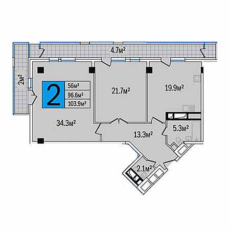 2 комнатная 103.9м²