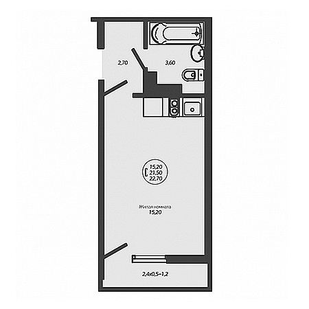 Студия 22.7м²