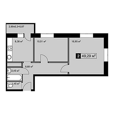 2 комнатная 49.29м²