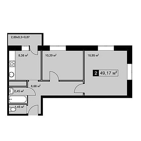 2 комнатная 49.17м²