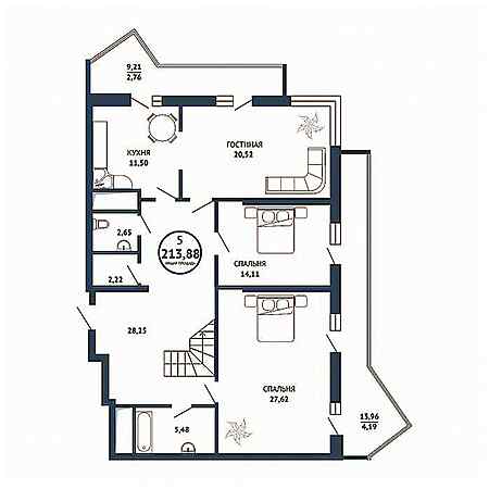 Пентхаус 213.88м²