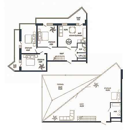 Пентхаус 195.89м²