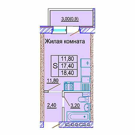 Студия 18.4м²