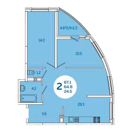 3 комнатная 67.1м²