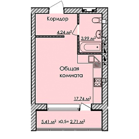 Студия 31.38м²