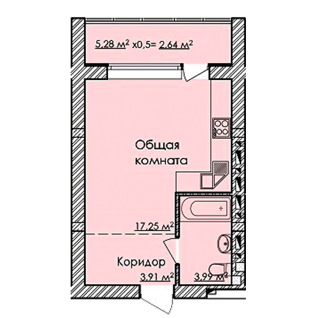 Студия 30.43м²