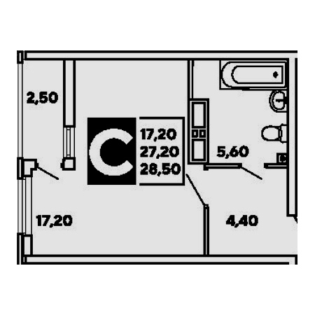 Студия 28.5м²