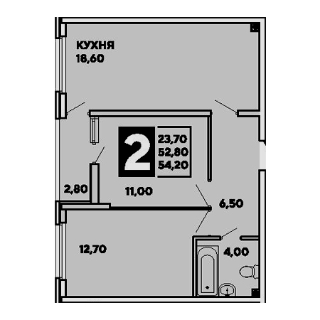 2 комнатная 54.2м²