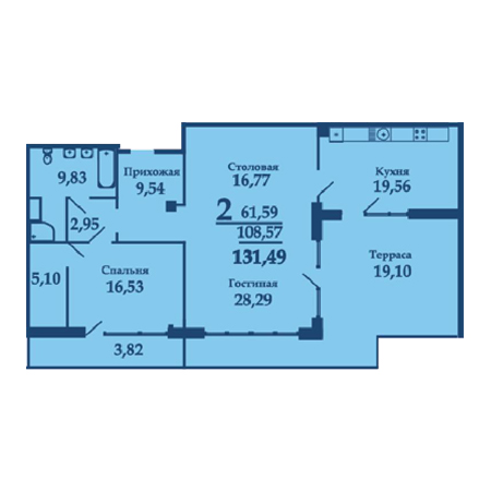 Пентхаус 131.49м²