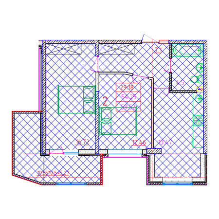 2 комнатная 59.52м²