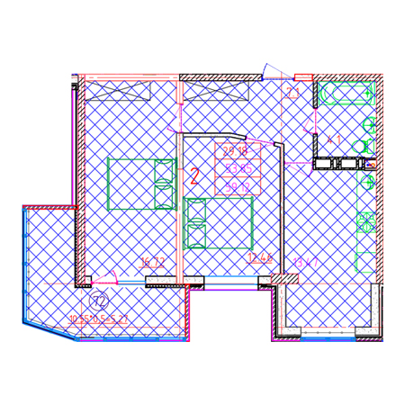 2 комнатная 59.12м²