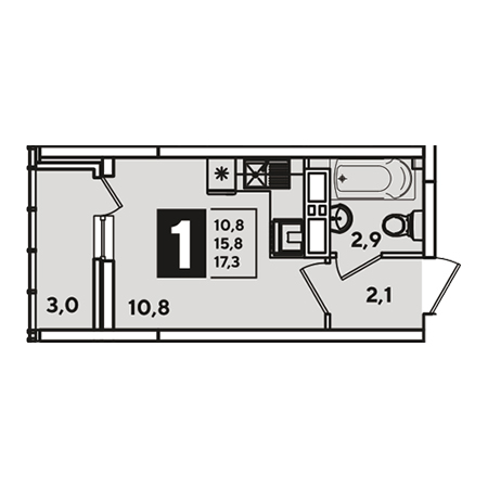 Студия 17.3м²