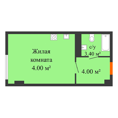 Студия 23.8м²