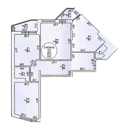 3 комнатная 91.9м²