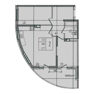 2 комнатная 63.77м²