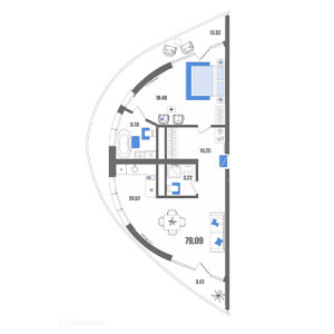 1 комнатная 79.09м²