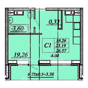 Студия 26.57м²