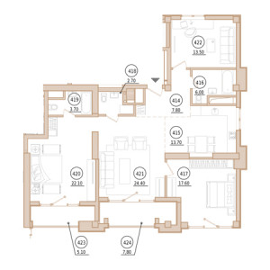 4+ комнат 118м²