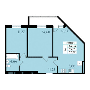 2 комнатная 67.22м²