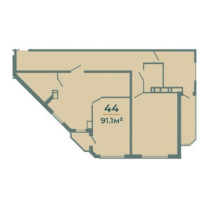 2 комнатная 91.1м²