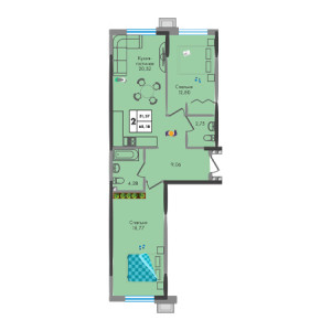 2 комнатная 68.18м²