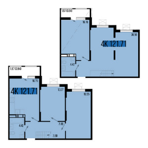 4+ комнат 121.71м²