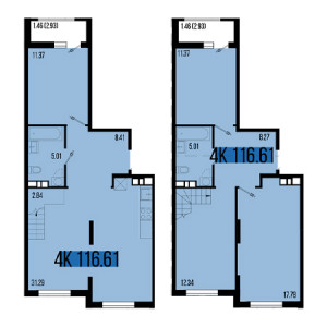 4+ комнат 116.61м²