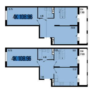 4+ комнат 108.96м²