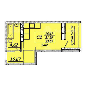 Студия 23.67м²