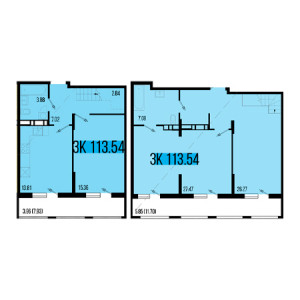 3 комнатная 113.54м²