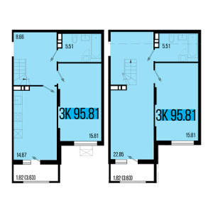 3 комнатная 95.81м²