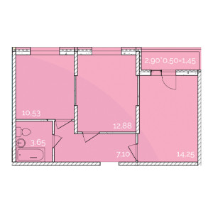 2 комнатная 51.1м²