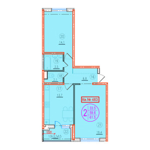 2 комнатная 61.5м²